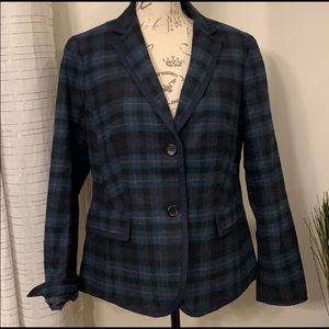 Talbots Plaid Wool Blazer Size 10